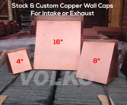 copper wall cap, custom copper wall cap, large copper wall vent